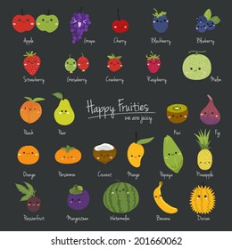 Fruit cartoon vectors.