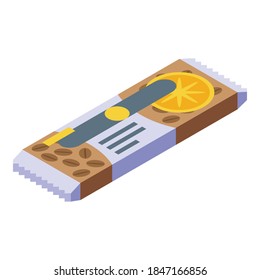 Icono de la barra de aperitivos de cereales de frutas. Isométrico icono vectorial de barra de aperitivos de frutas para diseño web aislado en fondo blanco