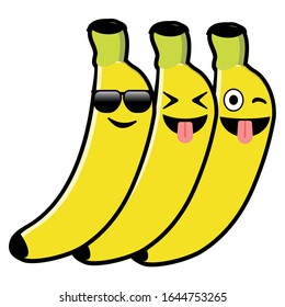 Fruit character banana icon vector illustration flat design on a white background.