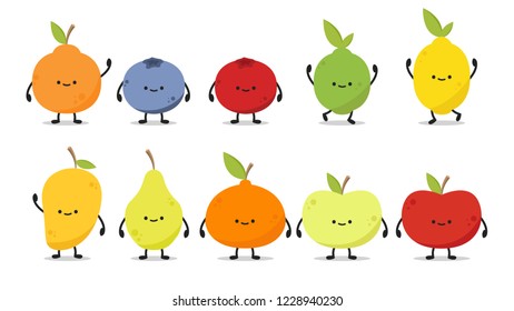 fruit character design set.
