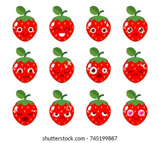 Fruit character design in various emotions. 
