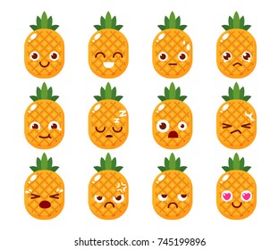 Fruit character design in various emotions. 