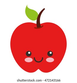 fruit character face isolated icon vector illustration design kawaii
