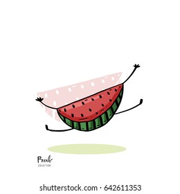 Fruit character on white background