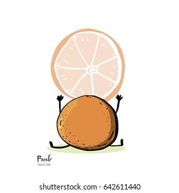Fruit character on white background