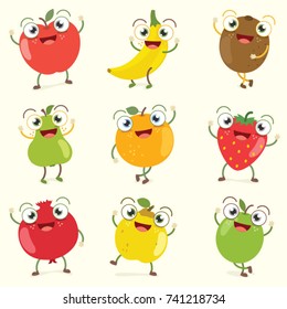 Fruit Characters Set Vector Illustration