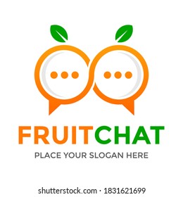 Fruit chat vector logo template. This design use dialogue symbol. Suitable for forum or conversation.