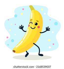 A fruit with a cheerful face. Vector illustration isolated on white background