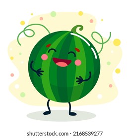 A fruit with a cheerful face. Vector illustration isolated on white background