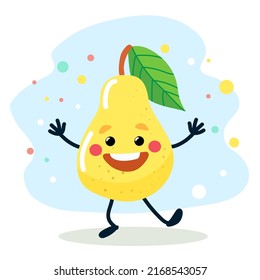 A fruit with a cheerful face. Vector illustration isolated on white background