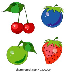 Fruit, cherry, strawberry, plum, apple