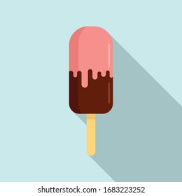 Fruit chocolate popsicle icon. Flat illustration of fruit chocolate popsicle vector icon for web design