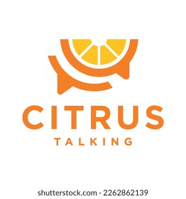 Fruit Citrus Chat Logo Icon Design Stock