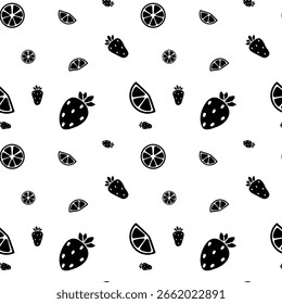 Fruit and citrus pattern design on a white background showcasing simplicity and style