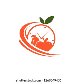 fruit and clock abstract logo, timeliness lunch symbols, logo for fruit-sending agents in hours of work to residential and office space