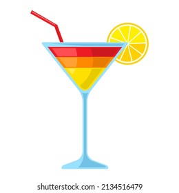 Fruit cocktail flat cartoon isolated white background vector