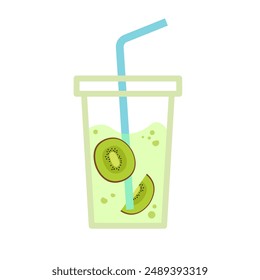 Fruit Cocktail Icon. Kiwi icon. Flat style. Vector icon.