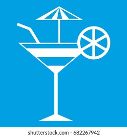 Fruit cocktail icon white isolated on blue background vector illustration