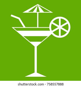 Fruit cocktail icon white isolated on green background. Vector illustration