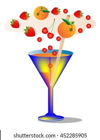 fruit cocktail on a white background