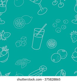 Fruit and cocktail seamless background