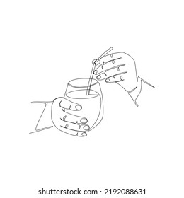 Fruit cocktail vector illustration drawn in line art style