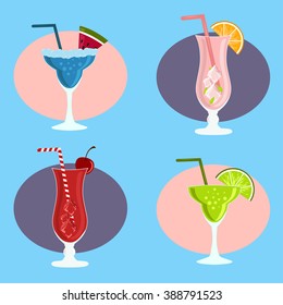 fruit cocktails on a blue background