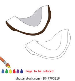 Fruit coconut slice to be colored, the coloring book for preschool kids with easy educational gaming level.