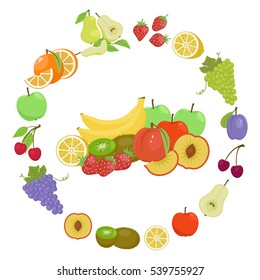Fruit collage on New Year's table and Christmas.