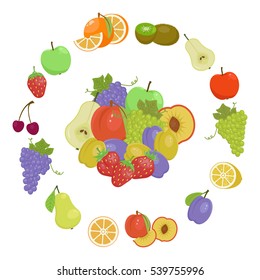 Fruit collage on New Year's table and Christmas.