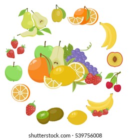 Fruit collage on New Year's table and Christmas.