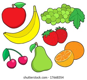 Obstsammlung 1 auf weißem Hintergrund - Vektorgrafik.