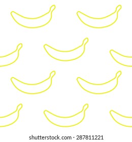 Fruit collection for children design. Seamless pattern. Linear yellow bananas. Vector Illustration EPS10.