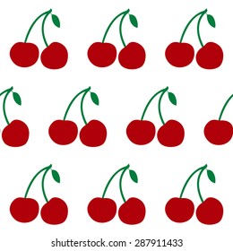 Fruit collection for children design. Seamless pattern. Green cherries. Vector Illustration EPS10.