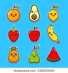 Colección de frutas con estilo de dibujos animados personalizados