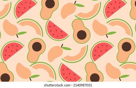 Obstkollektion in flach handgezeichneten Illustrationen