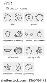 Fruit - collection of icons. Simple linear icons.