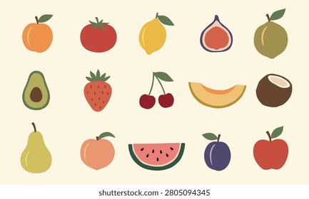 Fruit Collection Illustration in Scandinavian Flat