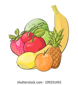 Fruit collection. Isolated vector illustration.