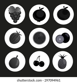 Fruit Collection Set Grey Background, Vector, Illustration 
