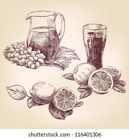 fruit collection vintage hand drawn vector illustration  isolated