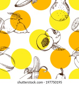 Fruit color pattern ,vector hand drawing