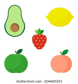 Fruit colored icons. Vector illustration.