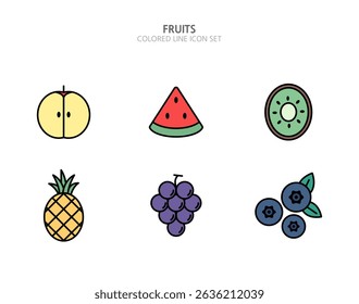 Fruit Colored Line Icon Set