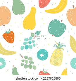 fruit colorful vector seamless pattern