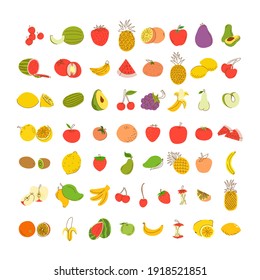 fruit coloring element set. Set of fruit Vector illustration