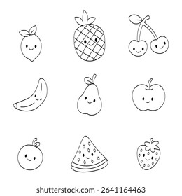 Fruit Coloring Page. Hand Drawn style. for Kids Activities, Printable Worksheets, Educational Fun, and Coloring Pages