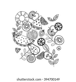 Fruit composition. Scandinavian style illustration. Vector illustration