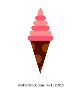 Fruit cone icon in flat style isolated on white background. Sweets symbol