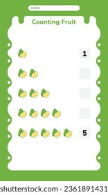 Fruit Counting Exercise Practice Worksheet for Kids